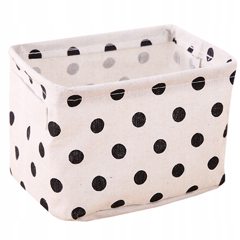 POJEMNIK KOSZYCZEK Do Przechowywania Płócienny BIAŁY w Czarne Kropki
