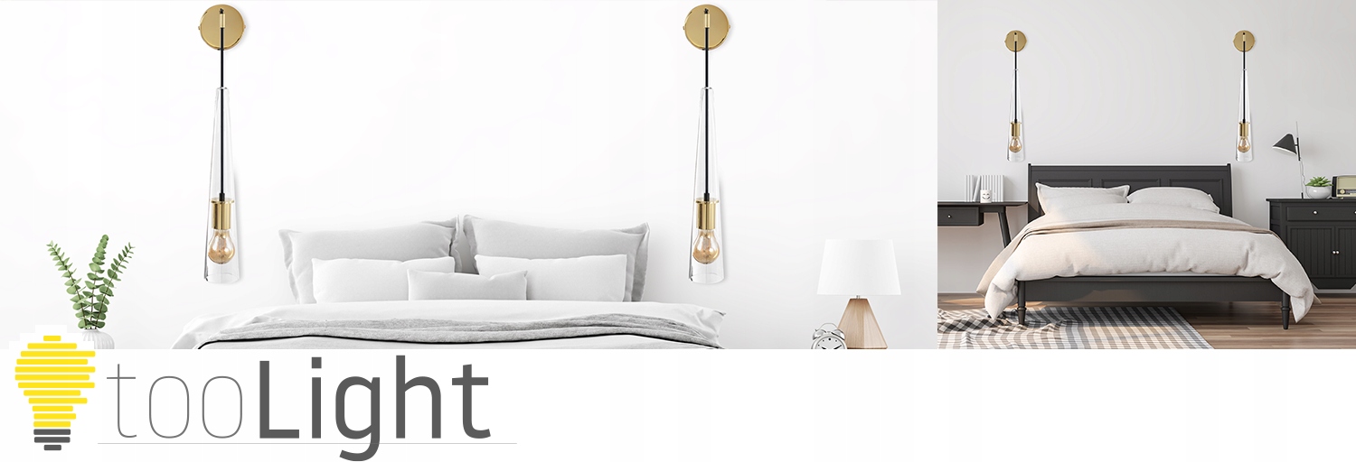 LAMPA ŚCIENNA KINKIET SZKLANY GOLD GLAMOUR GOLD Długość/wysokość 71 cm