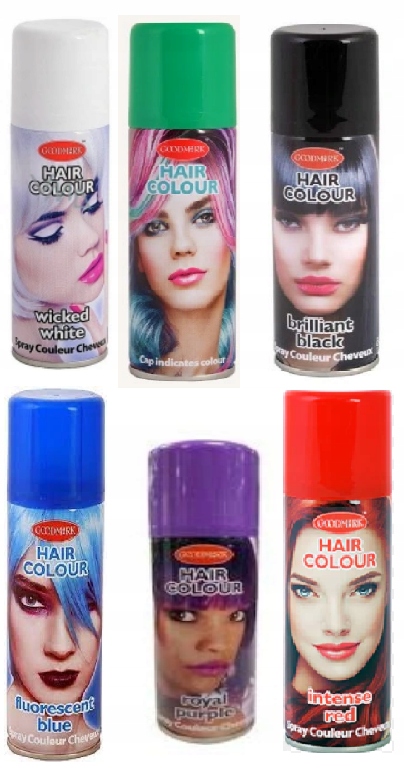 Barvící Sprej Lak na vlasy 125 ml 6 kusů barva ve spreji Hair Spray