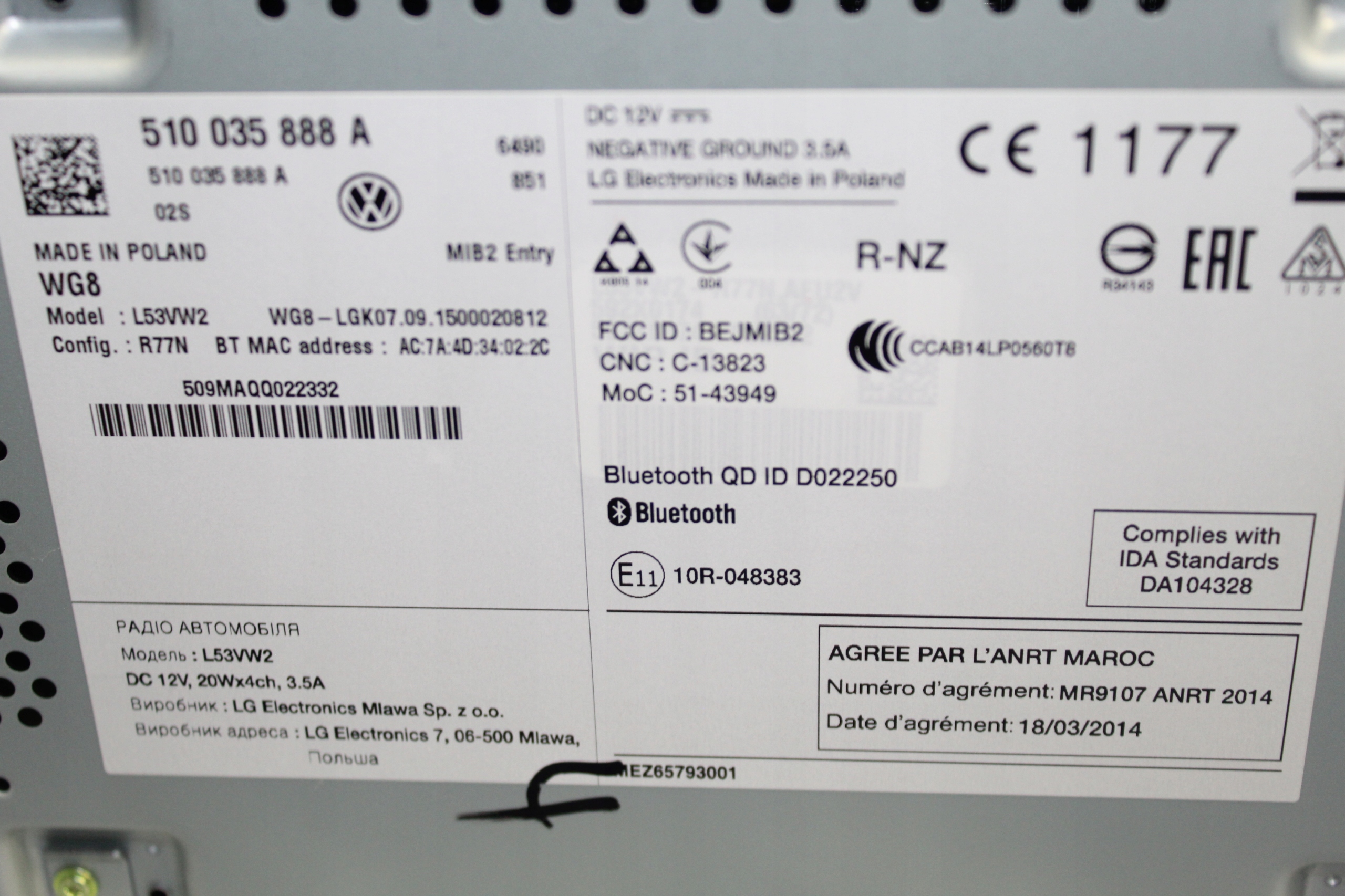 VW TOURAN GOLF VII RADIO FABRYCZNE Navigation neu