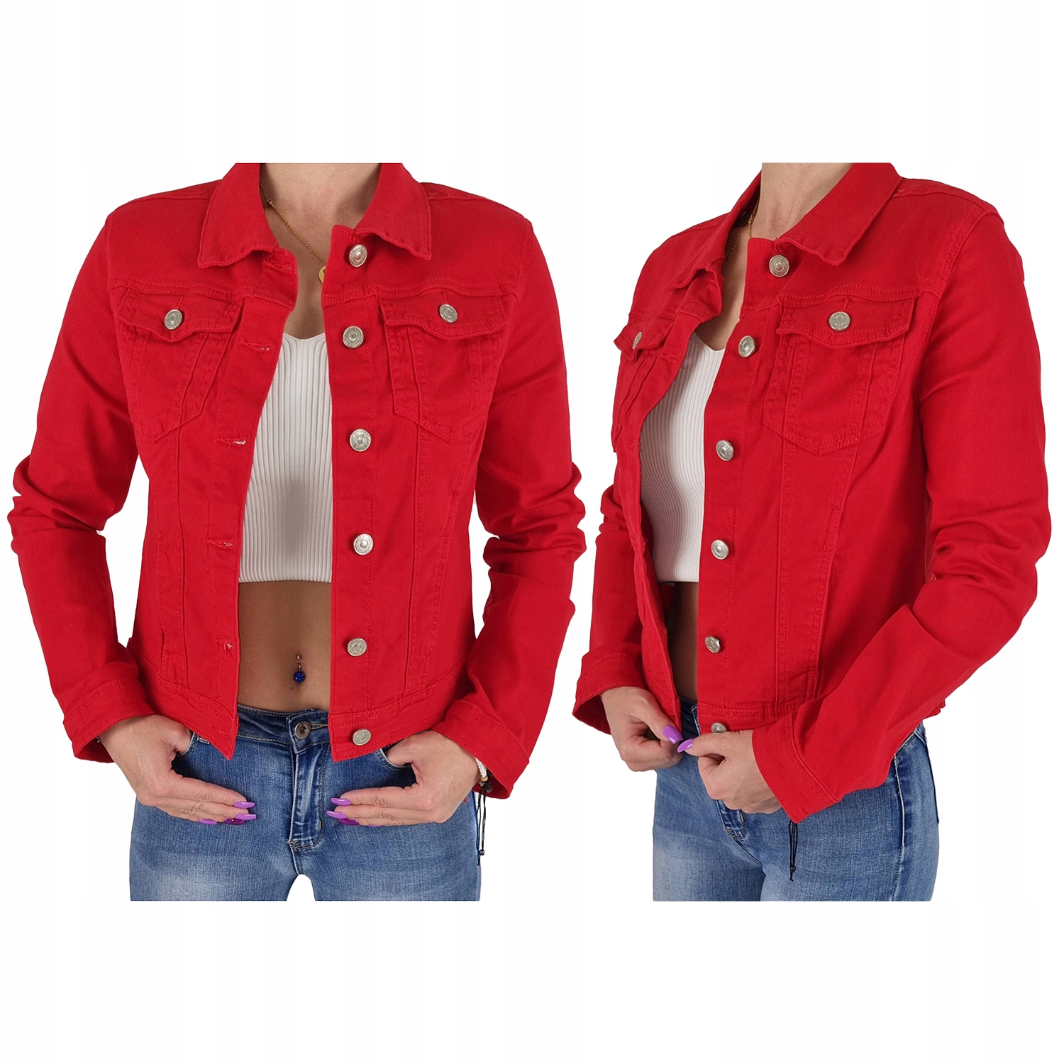 Katana Jeansowa Kurtka Jeansowa Duże Rozmiary Bawełniana Modna