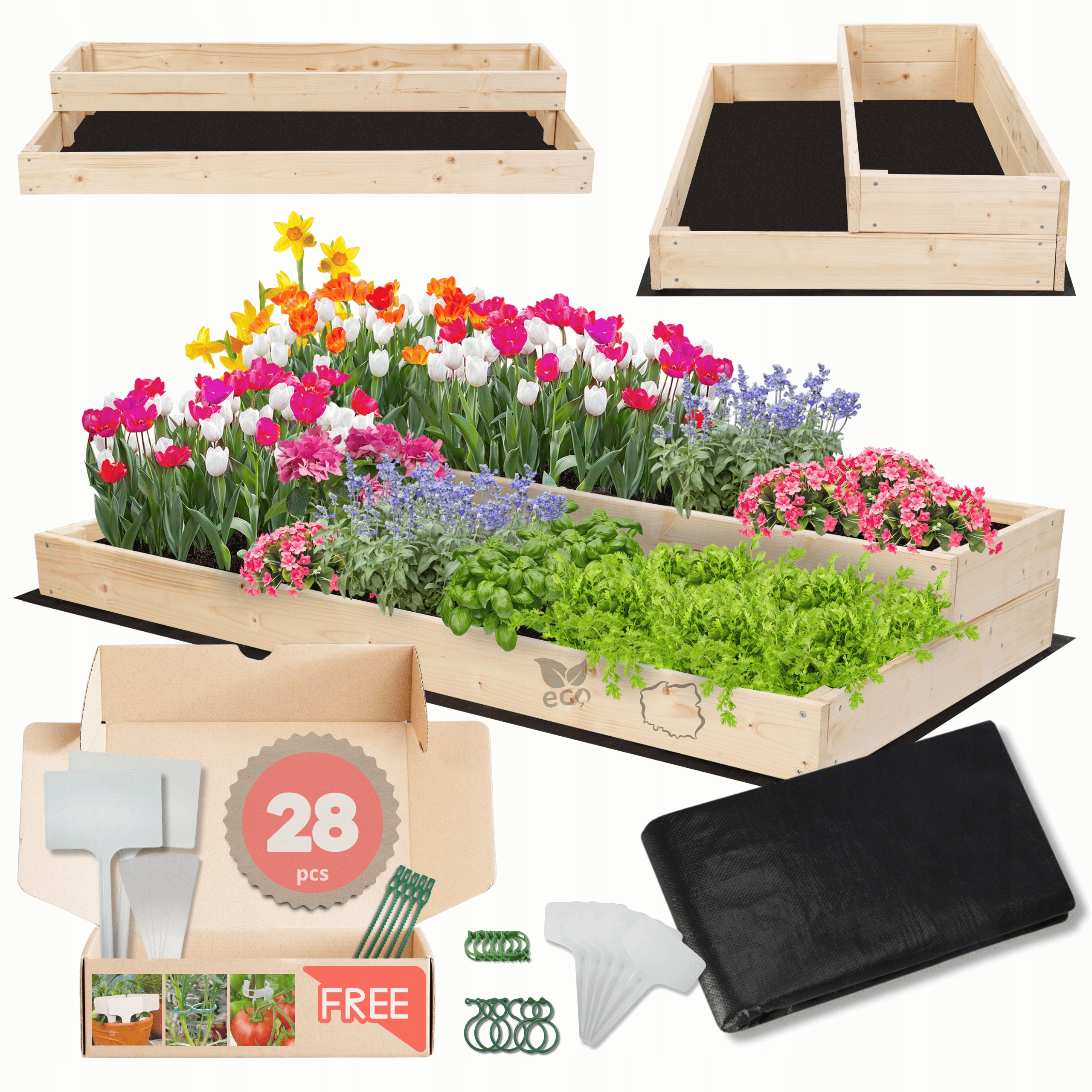 Skrzynia na warzywa skrzynie na warzywniak drewniany 18x120x60 Gratisy Eko