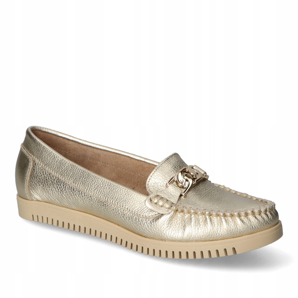 Dámské mokasíny Lemar V. Zlaté kožené s ozdobou 37