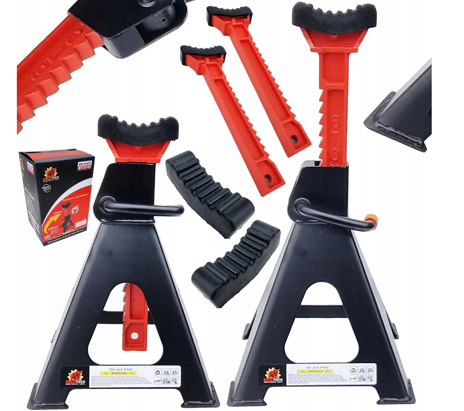 2x KOBYŁKI 6T PODSTAWKI PODPORY Z BLOKADĄ GUMĄ PIN MOCNE 6 TON REGULOWANE