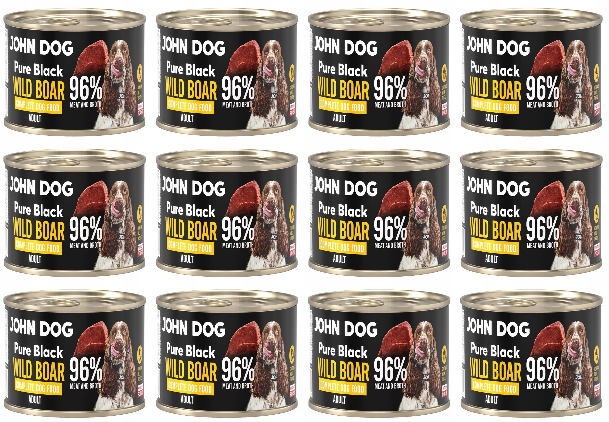 John Dog Pure Black Adult Wild Boar 12 x 200 g malá konzerva