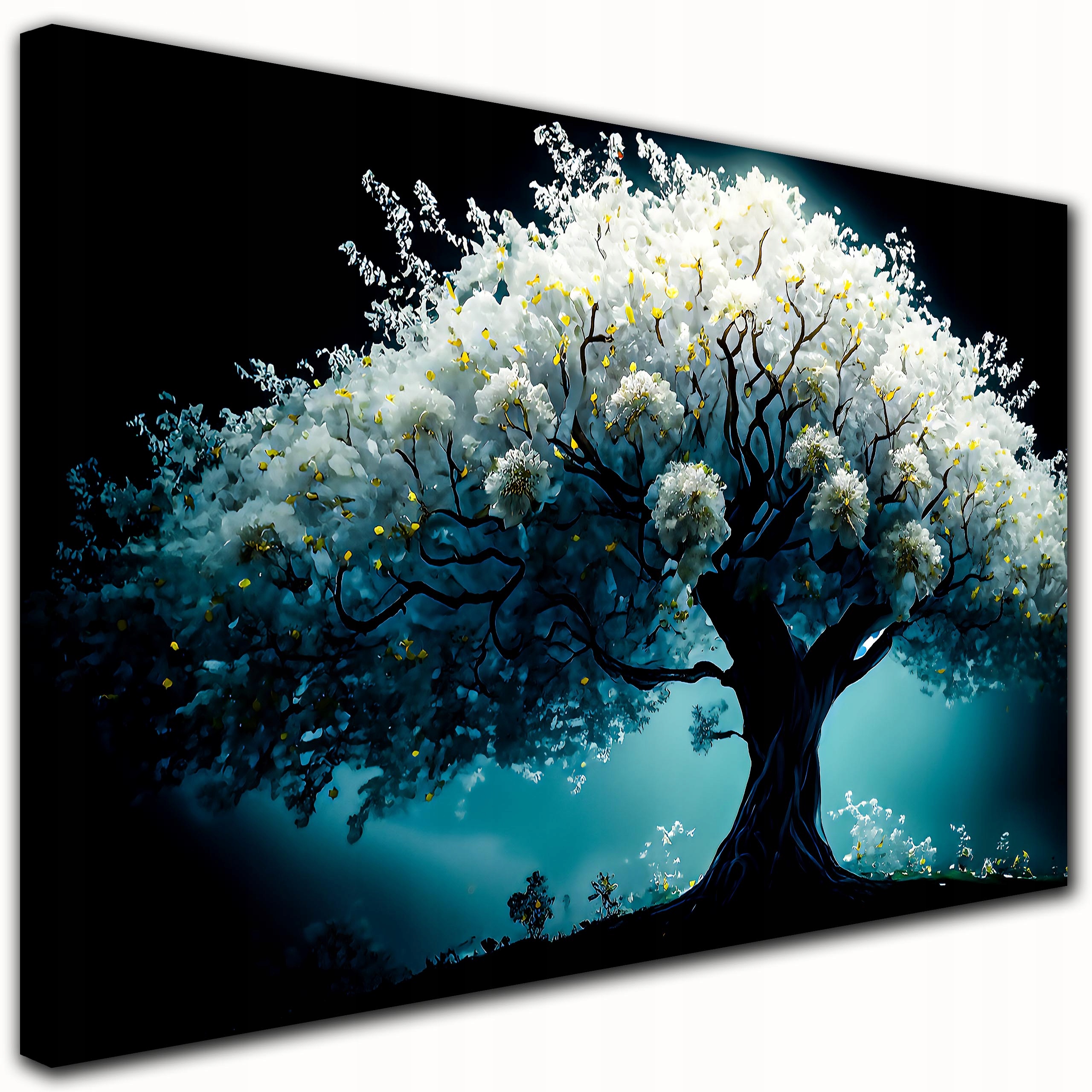 Obraz na płótnie na ścianę do salonu Drzewo W Kwiaty Nowoczesne Duży 90x60