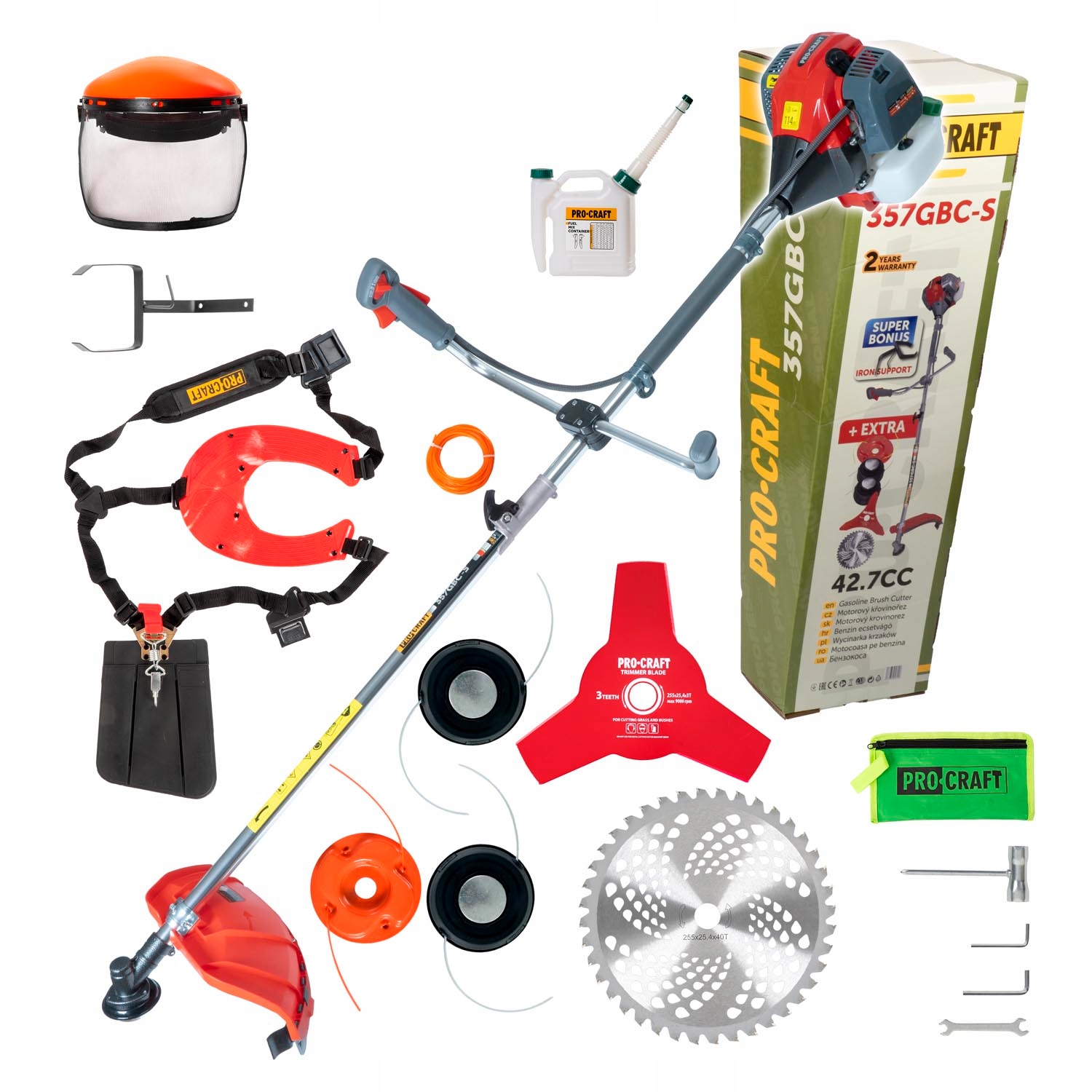 Benzínový krovinorez Procraft 357GBC-S s deliteľným hriadeľom