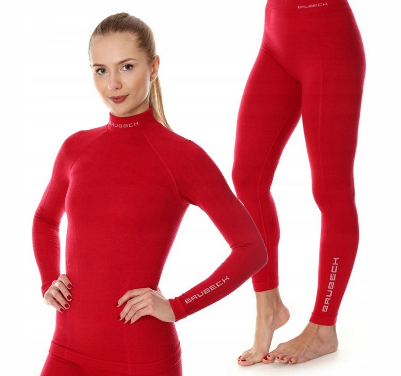 Komplet termoaktywny damski Brubeck Extreme Wool Wełna Merynosa malinowy L
