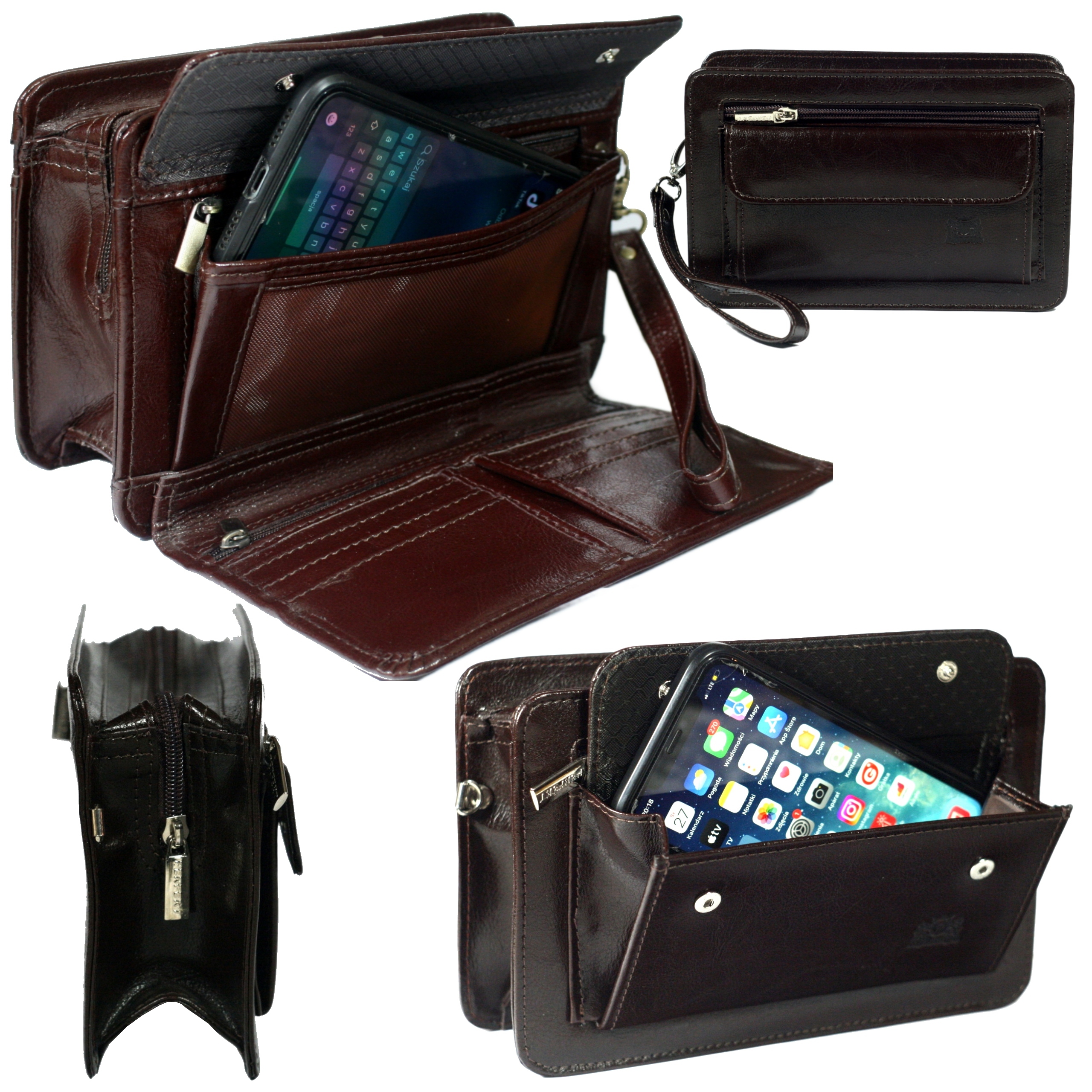 Pánská kožená taška hnědá s rukojetí do ruky polská výroba velká