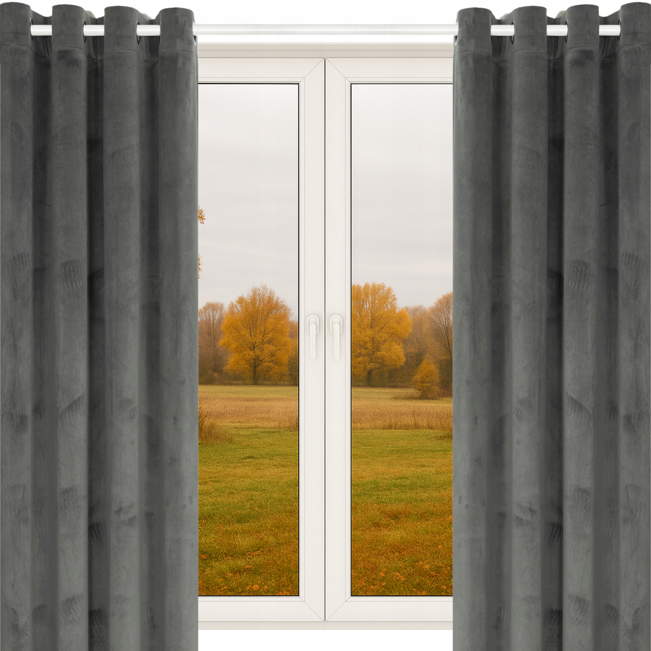 Velurové Záclony Na Průchodkách 140x160 Šedé 2 Kusy Silný Velur