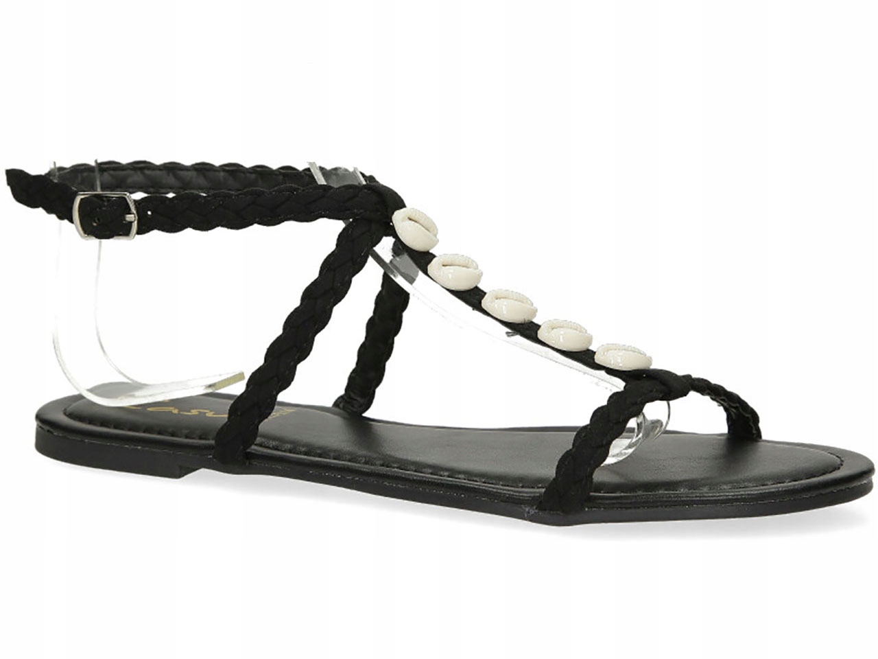 MODNE SANDAŁY BUTY PŁASKIE LEKKIE Z MUSZELKAMI 38