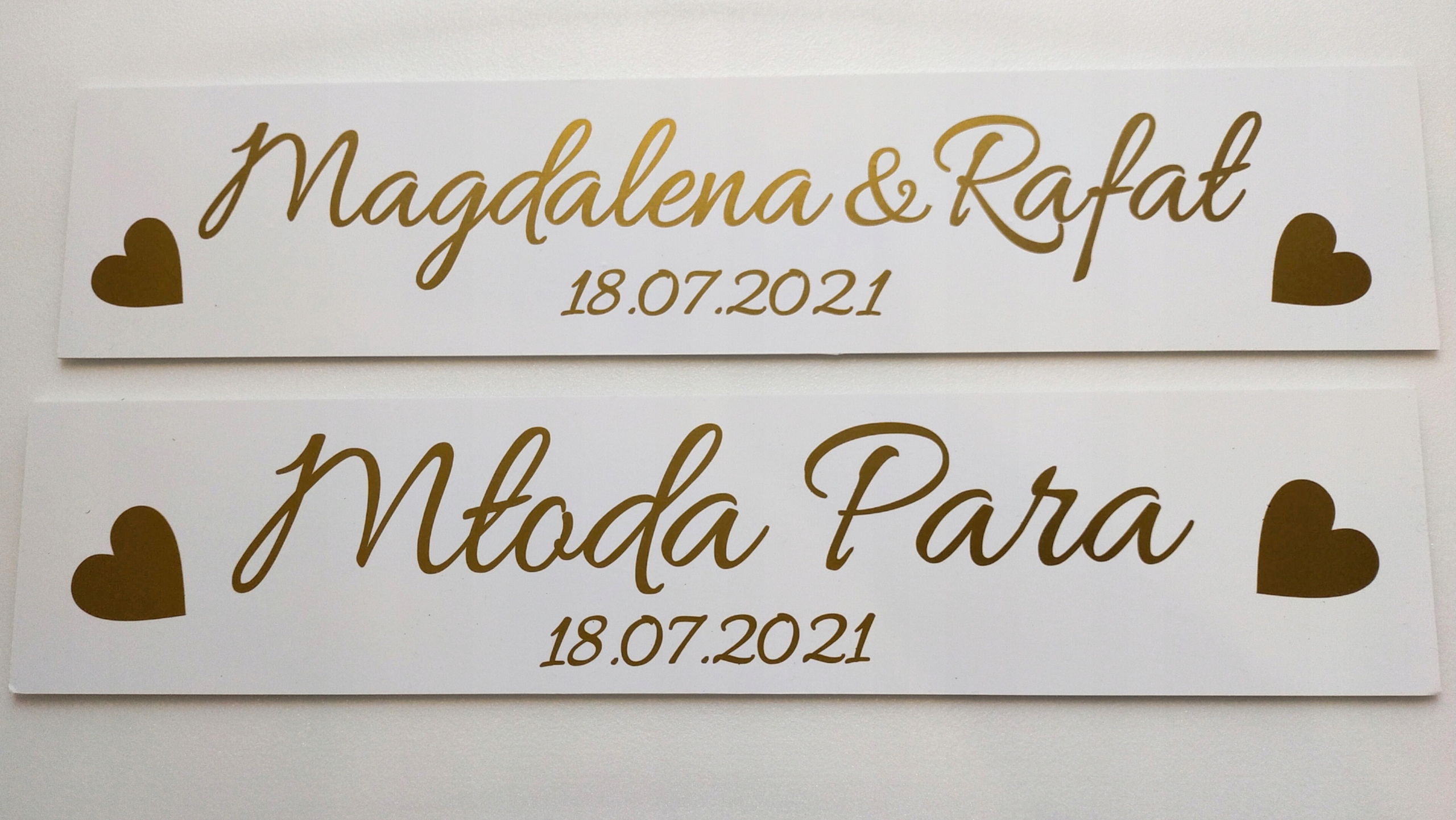 Ślubne tablice dekoracja do samochodu Kolor dominujący złoty