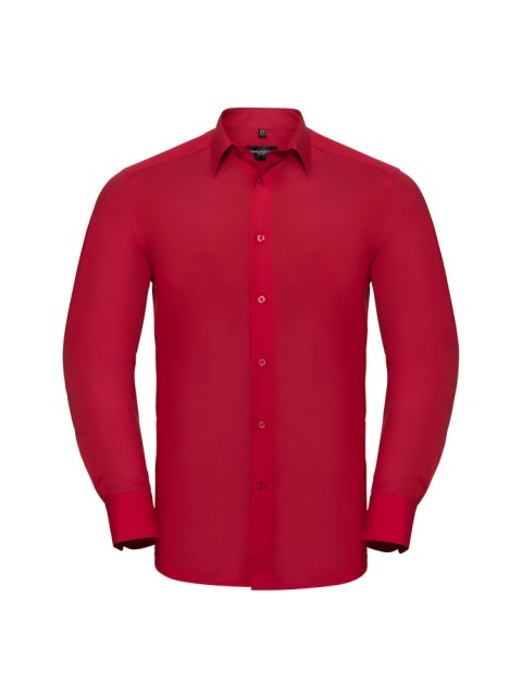 Pánská košile z polybavlny s dlouhým rukávem Russell Classic Red XXL