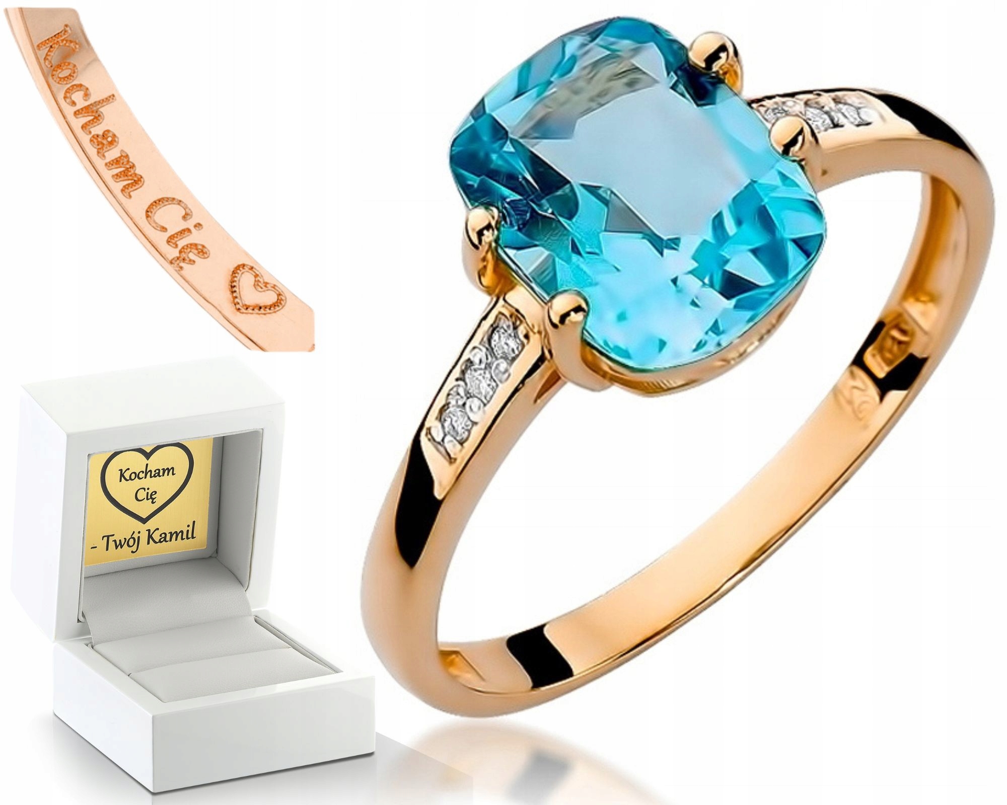 Prstýnek Topaz A Brilianty Z Růžového Zlata 585