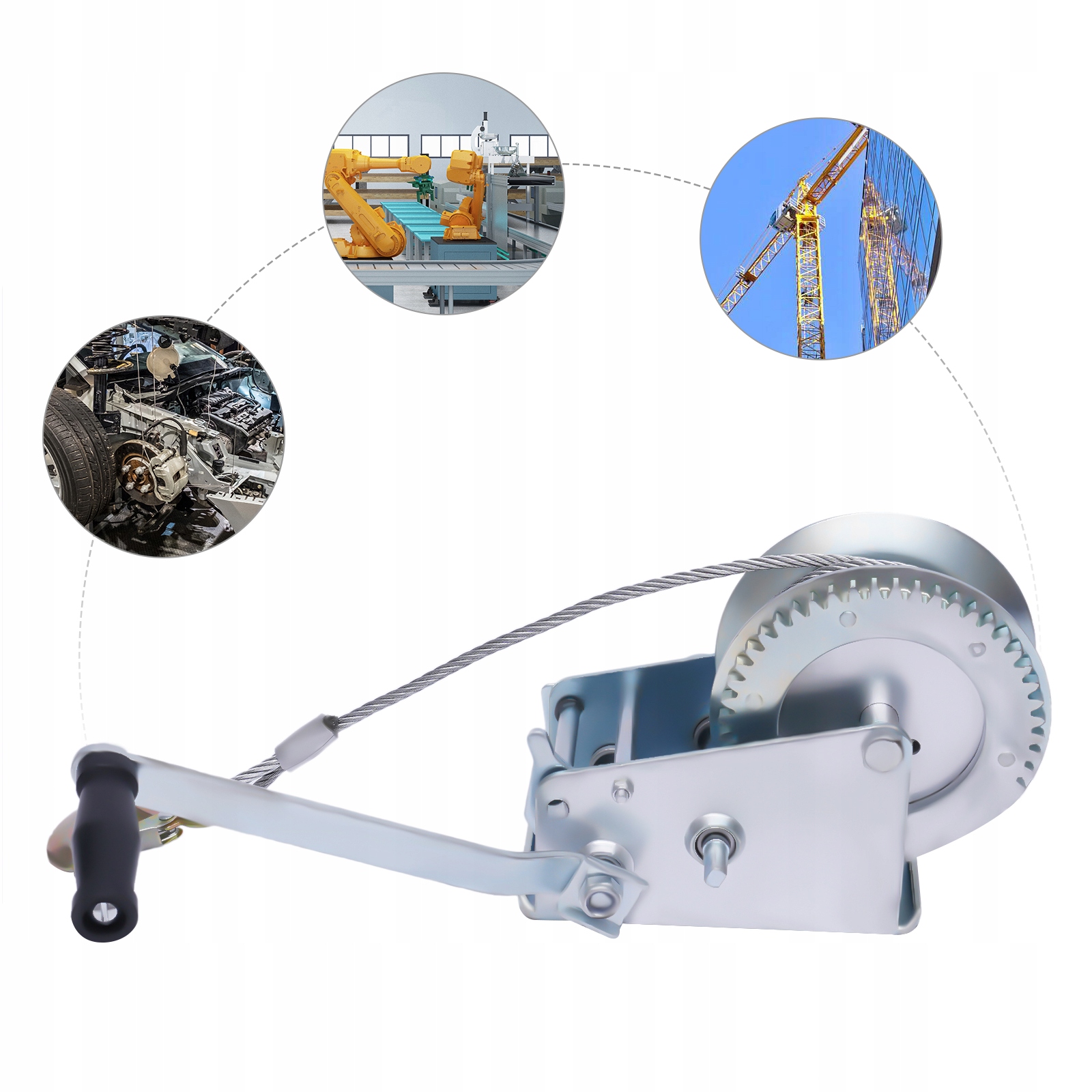 WCIĄGARKA RĘCZNA LINOWA KORBOWA 10M1588kg Marka bez marki