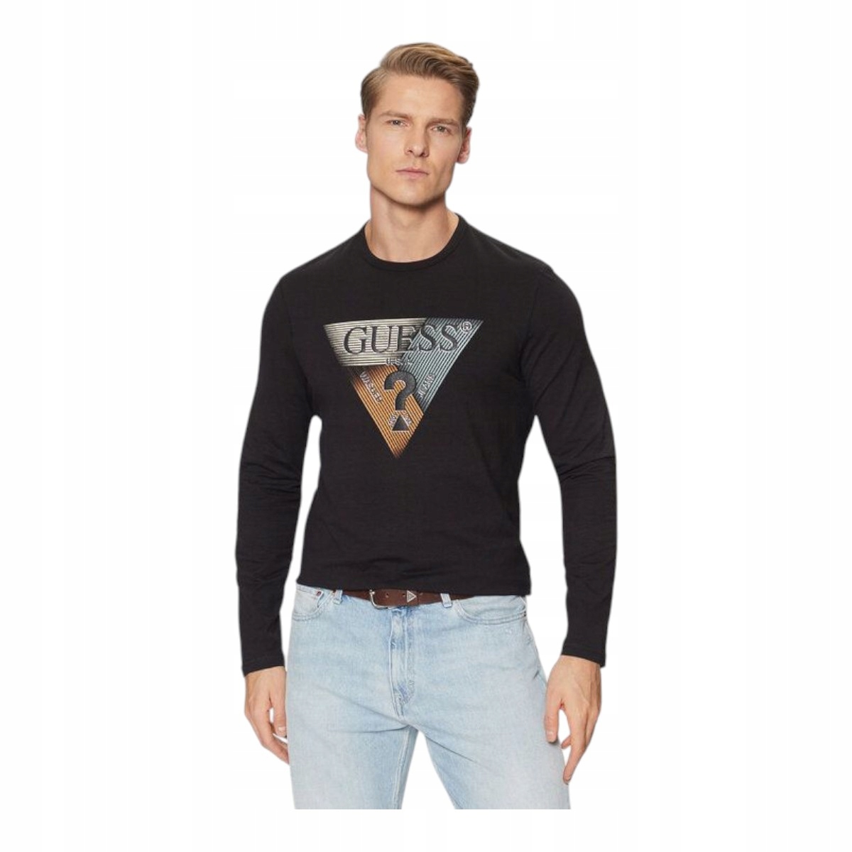 Guess Tričko Pánské S Dlouhým Rukávem Ls Cn Guess Triangle Černé vel. L