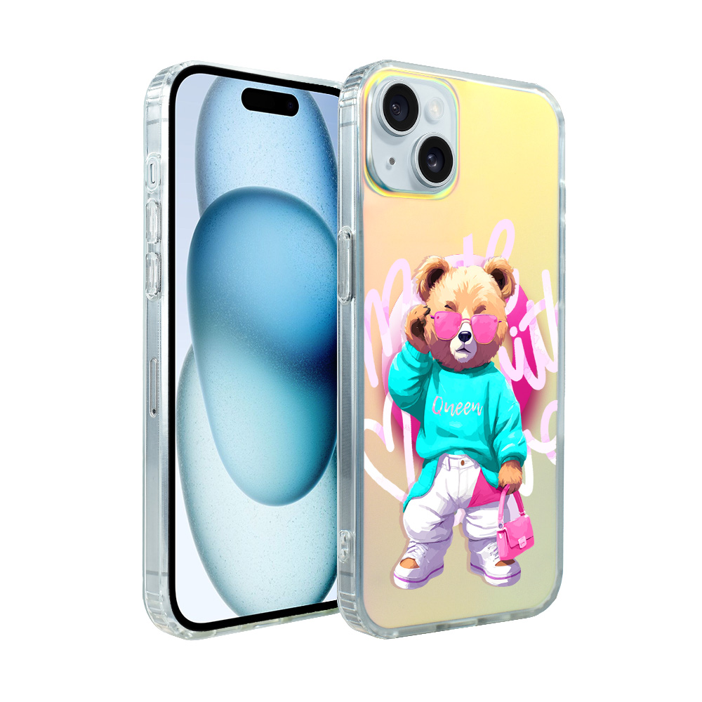 Pouzdro pro iPhone 15 Ibizu s MagSafe, měnící barvu, stylový medvídek