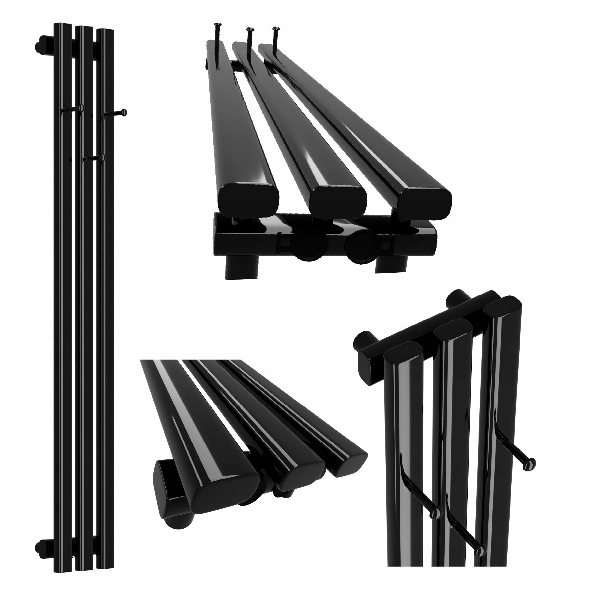 Dekorativní radiátor HORYZONT3 Hook 140x21 černý lesk