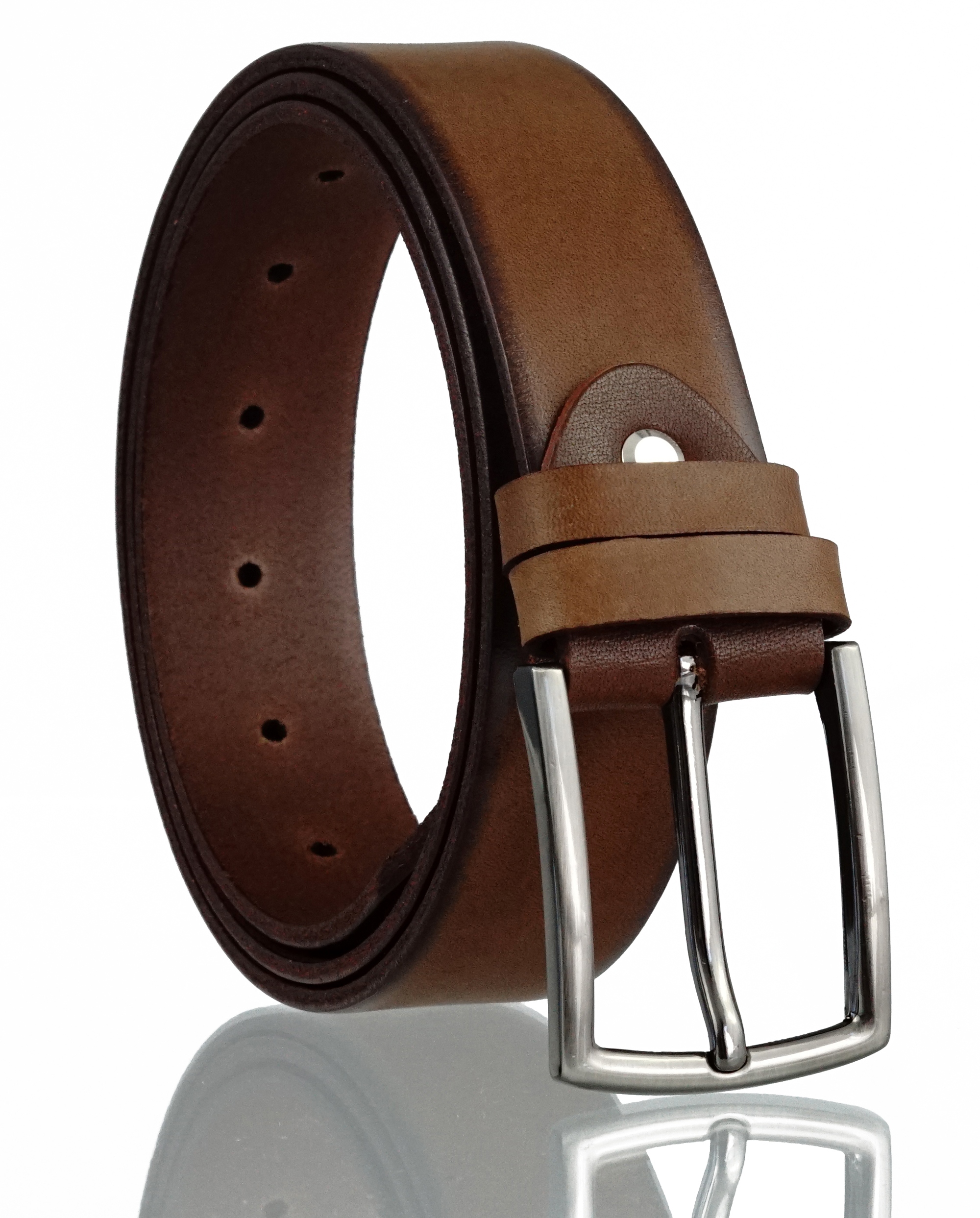 SKÓRZANY PASEK BLAKARDO 3,5 CM BRĄZOWY TRAST 120