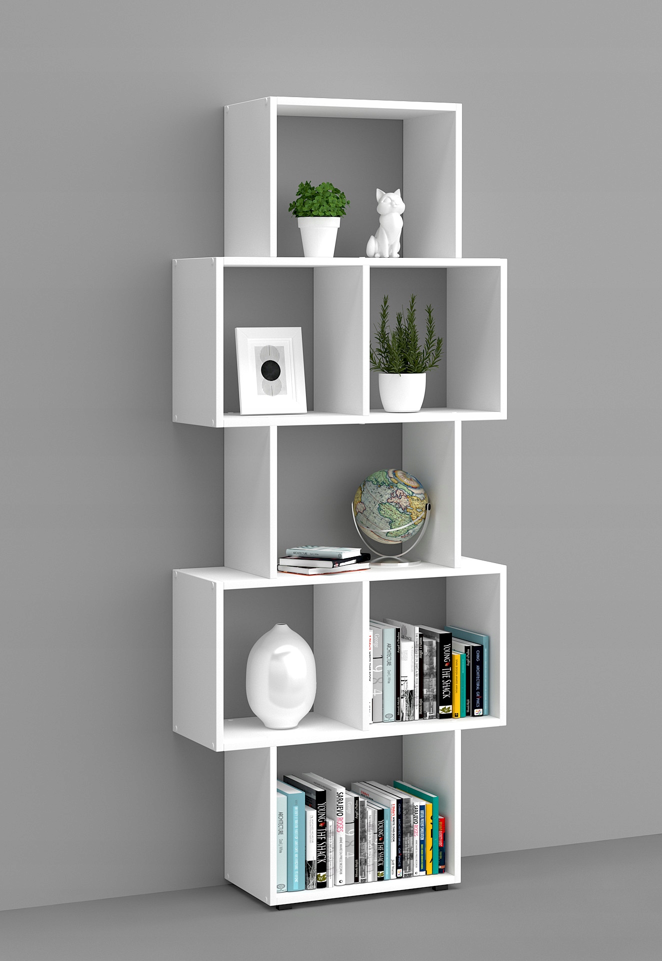 Półka regał wisząca ścienna TRIO na książki biała Szerokość mebla 65.2 cm