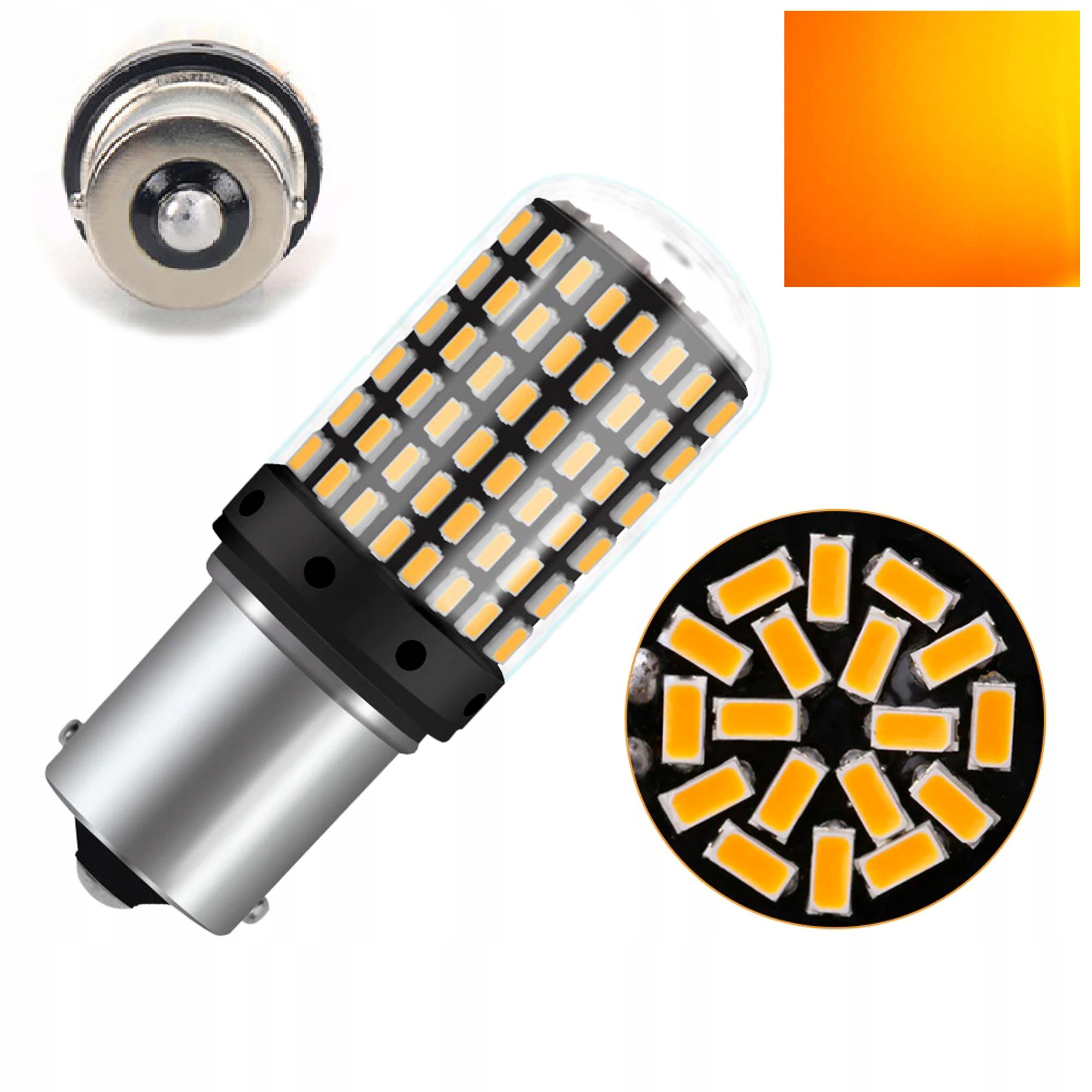 

P21W 144 led pomarańczowy smd 4014 BA15S canbus