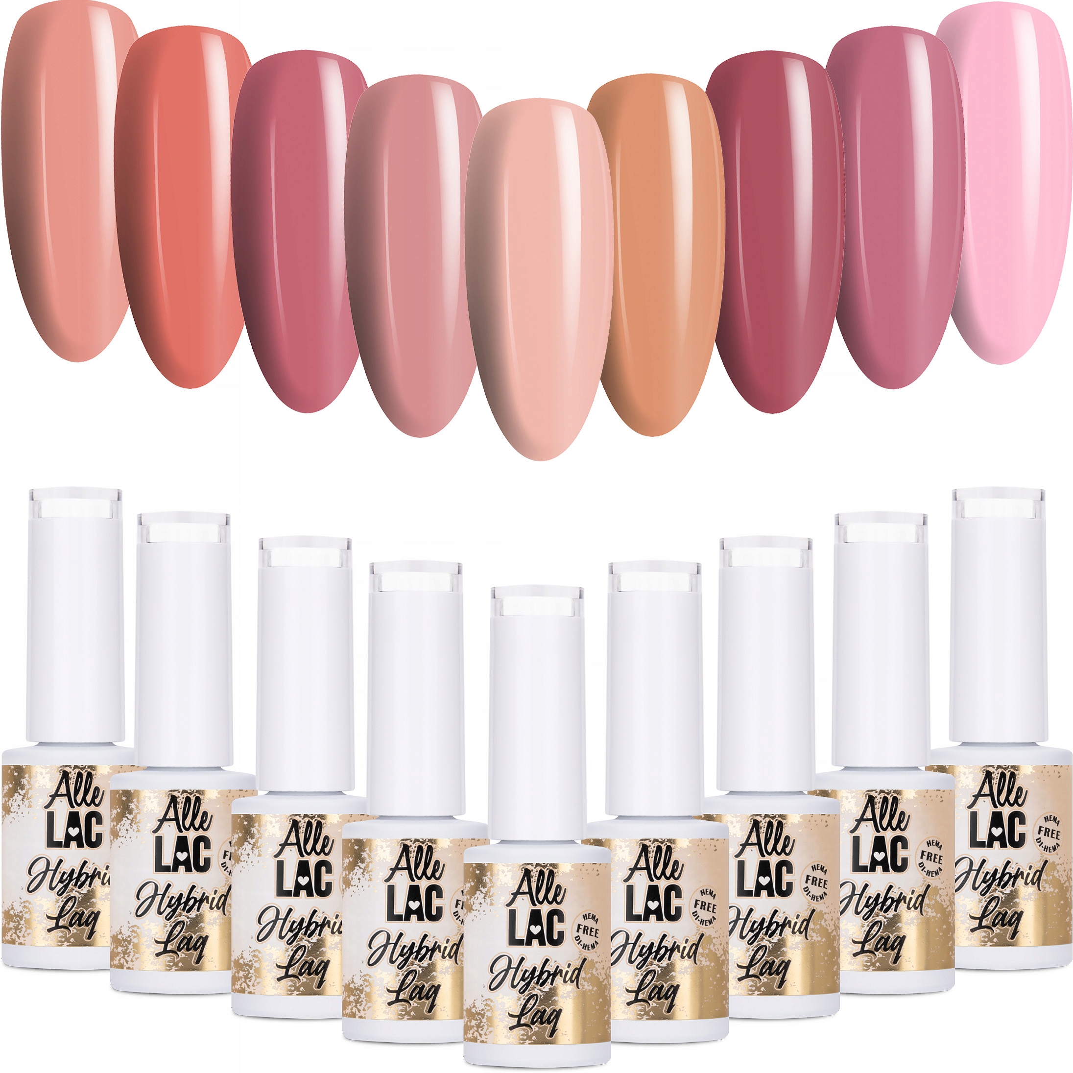 9 x Hybridní lak Allelac 5 g Business Woman Nude Set