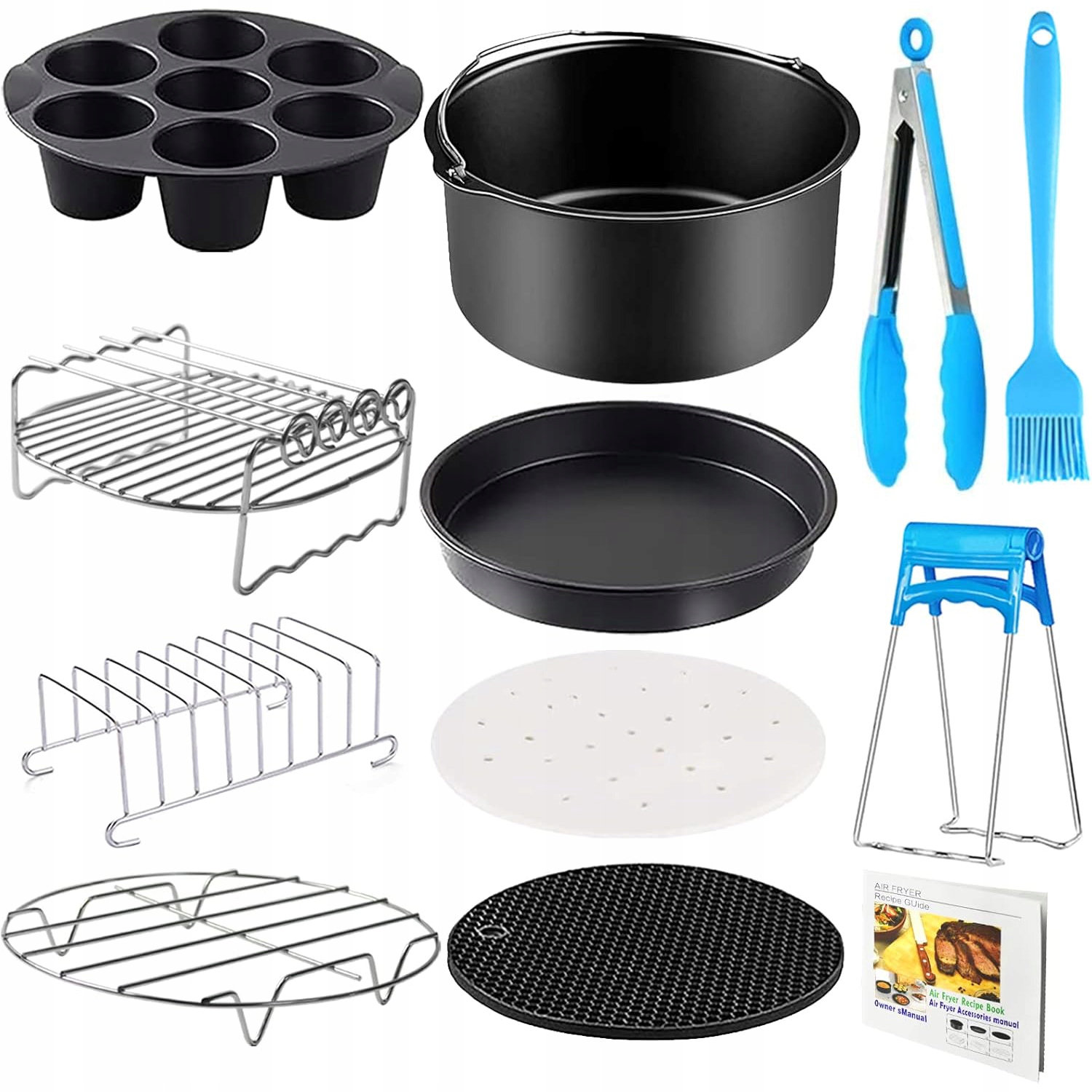 11-ELEMENTOWY Komplet Do Air Fryer Akcesoria 8 Cali 20CM Do Frytownicy