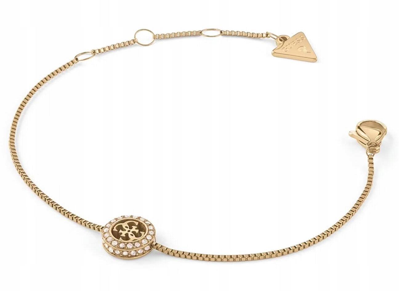 Zlatý Ocelový Náramek Guess 4G Crush Křišťály JUBB04163JWYGS