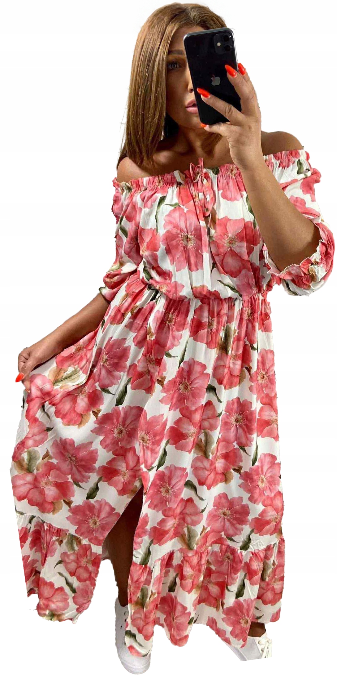 Šaty s španělským výstřihem Letní vzdušná viskóza vel 50