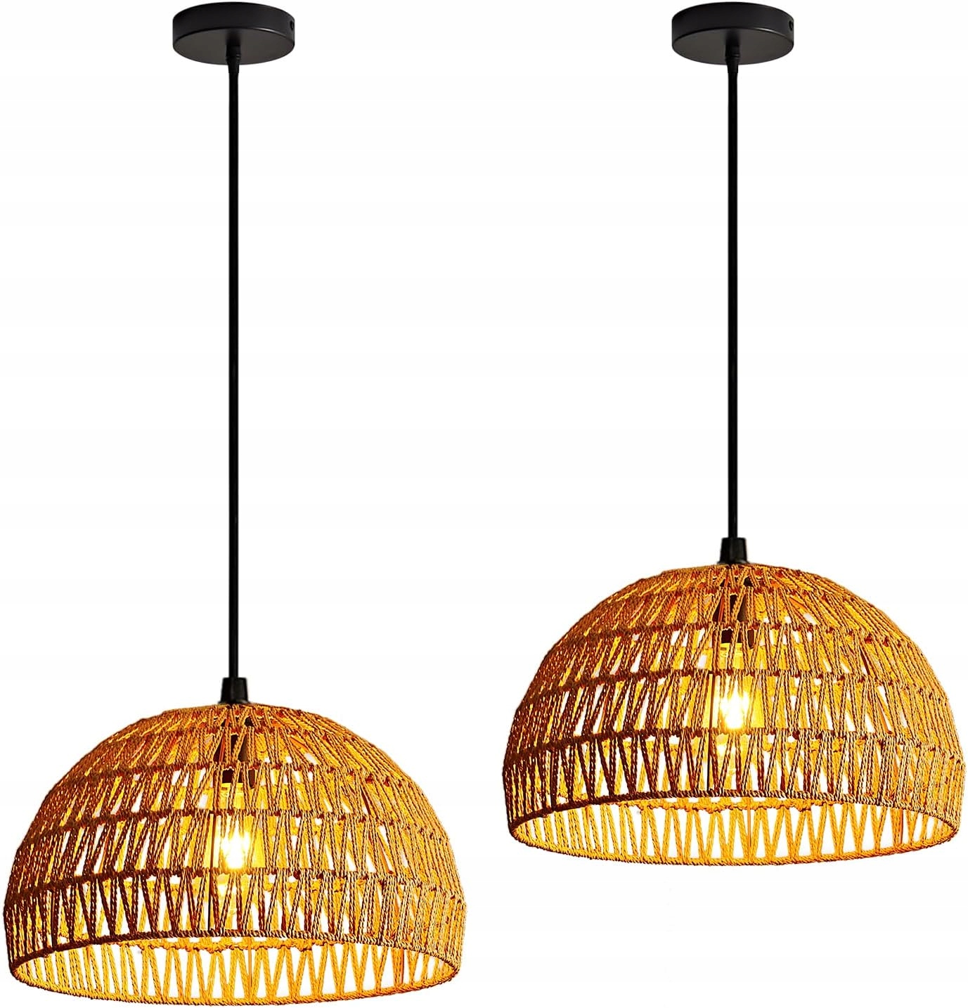 Závěsná lampa Vintage Bocho Ratanové stínidlo 30 cm 2 balení