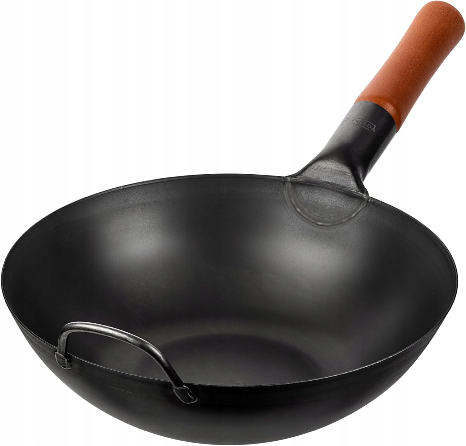 Yosukata Wok 30 cm Uhlíková oceľ čierna Indukcia Plyn Stir-Fry Ploché dno