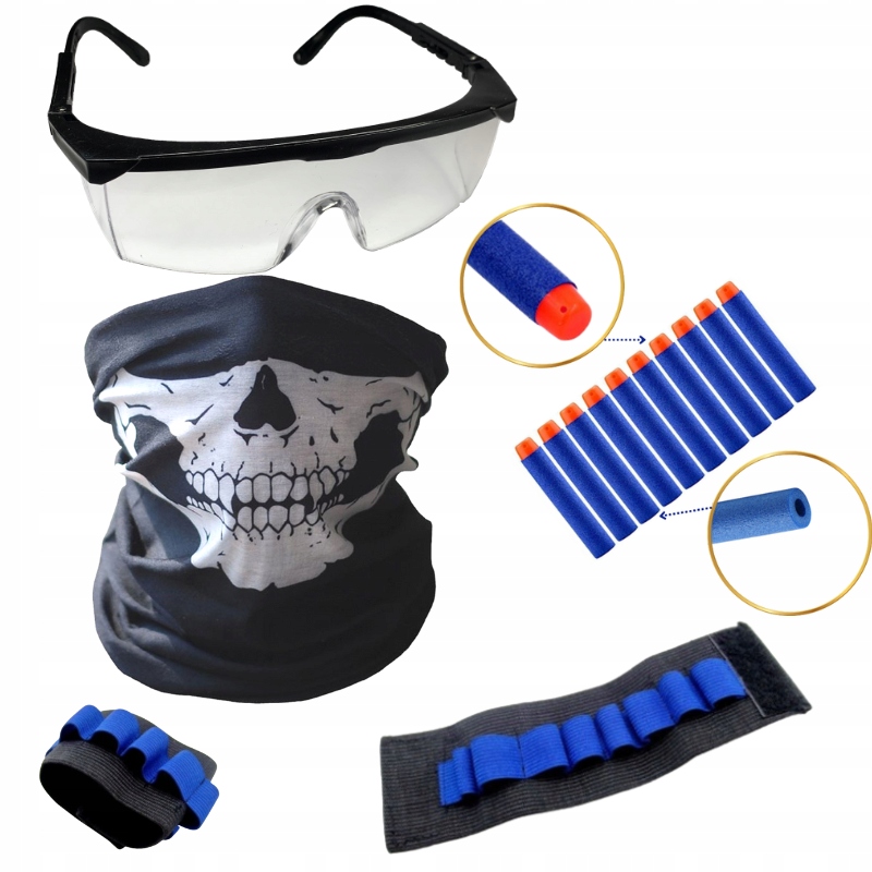 KAMIZELKA DO NERF MASKA OKULARY MAGAZYNEK STRZAŁKI Marka PF