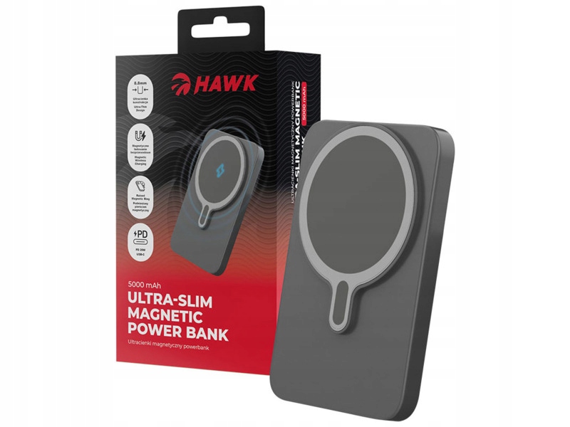 Powerbank Hawk HWPB5000 5000 mAh 20W MagSafe Pd Szary