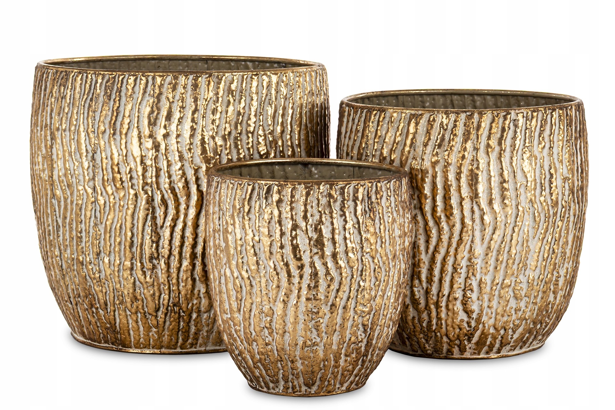 Obal Na Kvetináč na kvetináč zlatá dekorácia sada 3 ks krytov záhradný dom