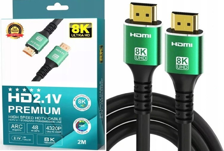 Kabel Hdmi Hdmi 2.1 V Premium 8K 4K 144Hz Mocny Przewód Projektor 2m