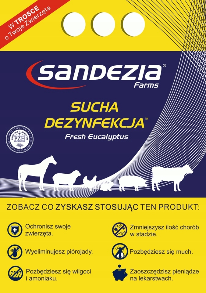 SUCHA DEZYNFEKCJA SANDEZIA WIRUSY BAKTERIE POSYPKA CZYSTOŚĆ I ŚWIEŻOŚĆ 10kg Kod producenta 10-4094