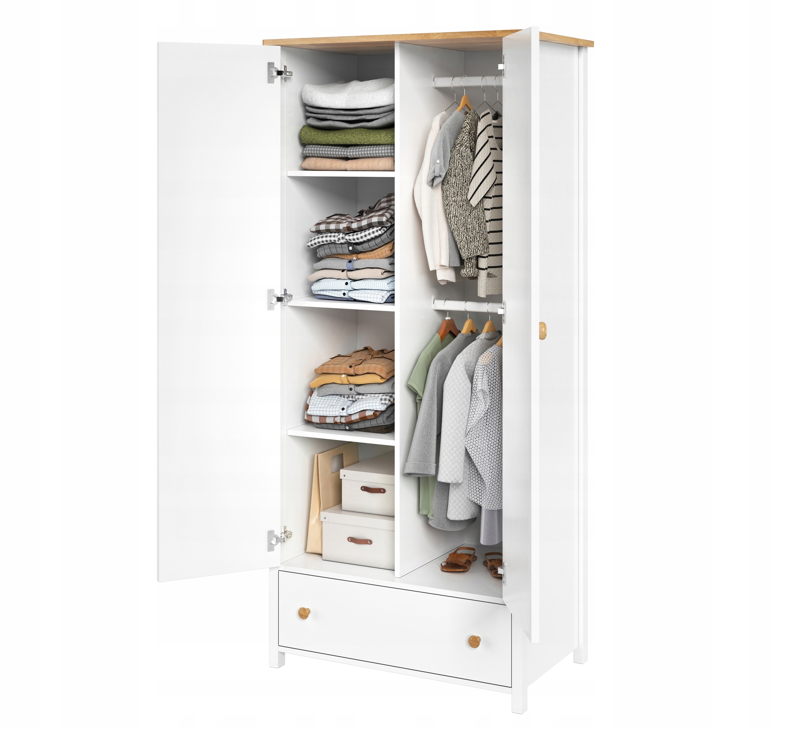 SZAFA BIAŁA DLA DZIECKA DWUDRZWIOWA boho szuflada młodzieżowa Lenart SO-12 Marka Lenart