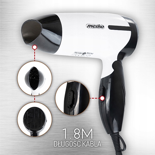 Suszarka Mesko MS 2262 1000W 2 poziomy mocy i temperatury