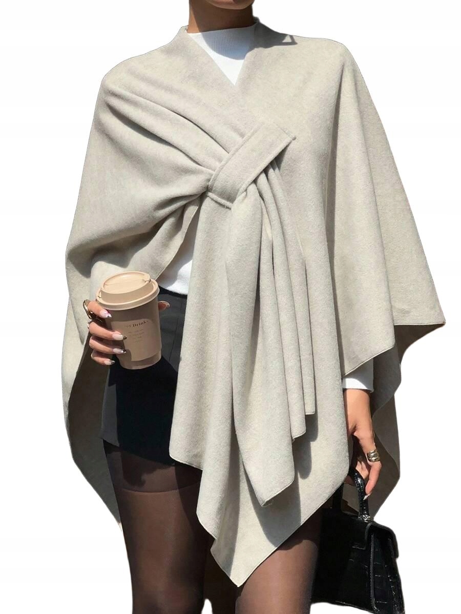SHEIN DAMSKA KURTKA PONCHO Z WEŁNĄ S