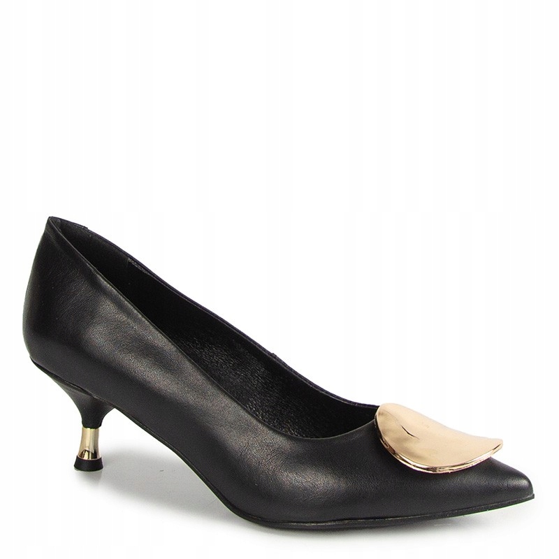 CheBello 4929 Černé Kožené Lodičky S Ozdobou 40