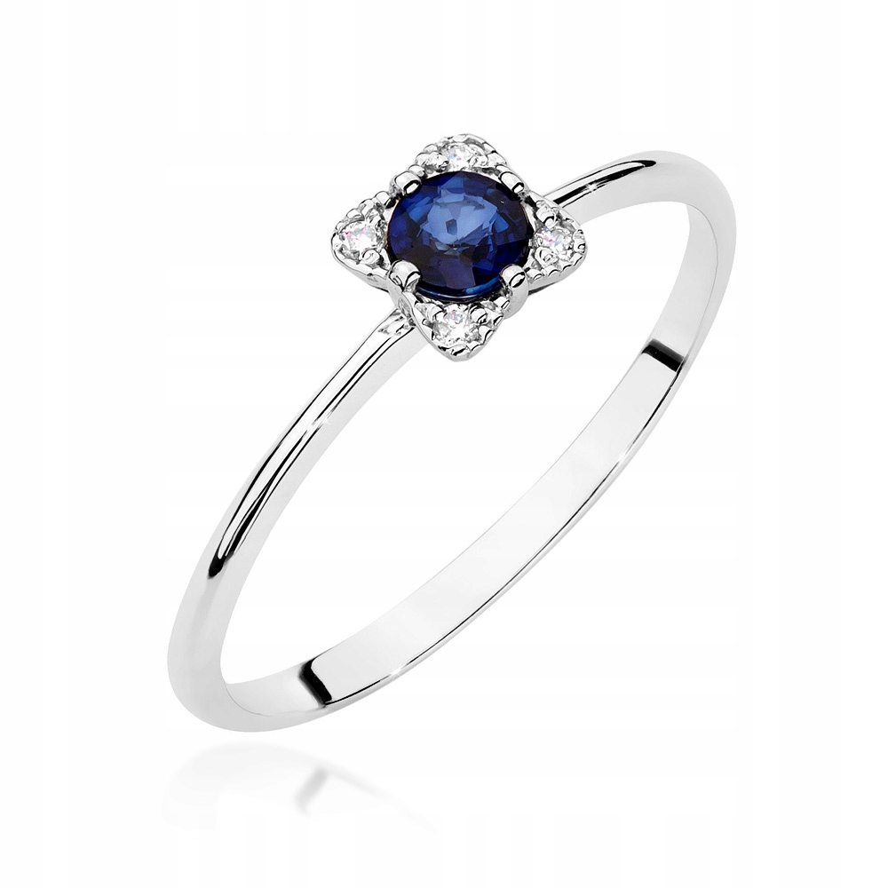 

Białe złoto pierścionek z szafirem oraz brylantami