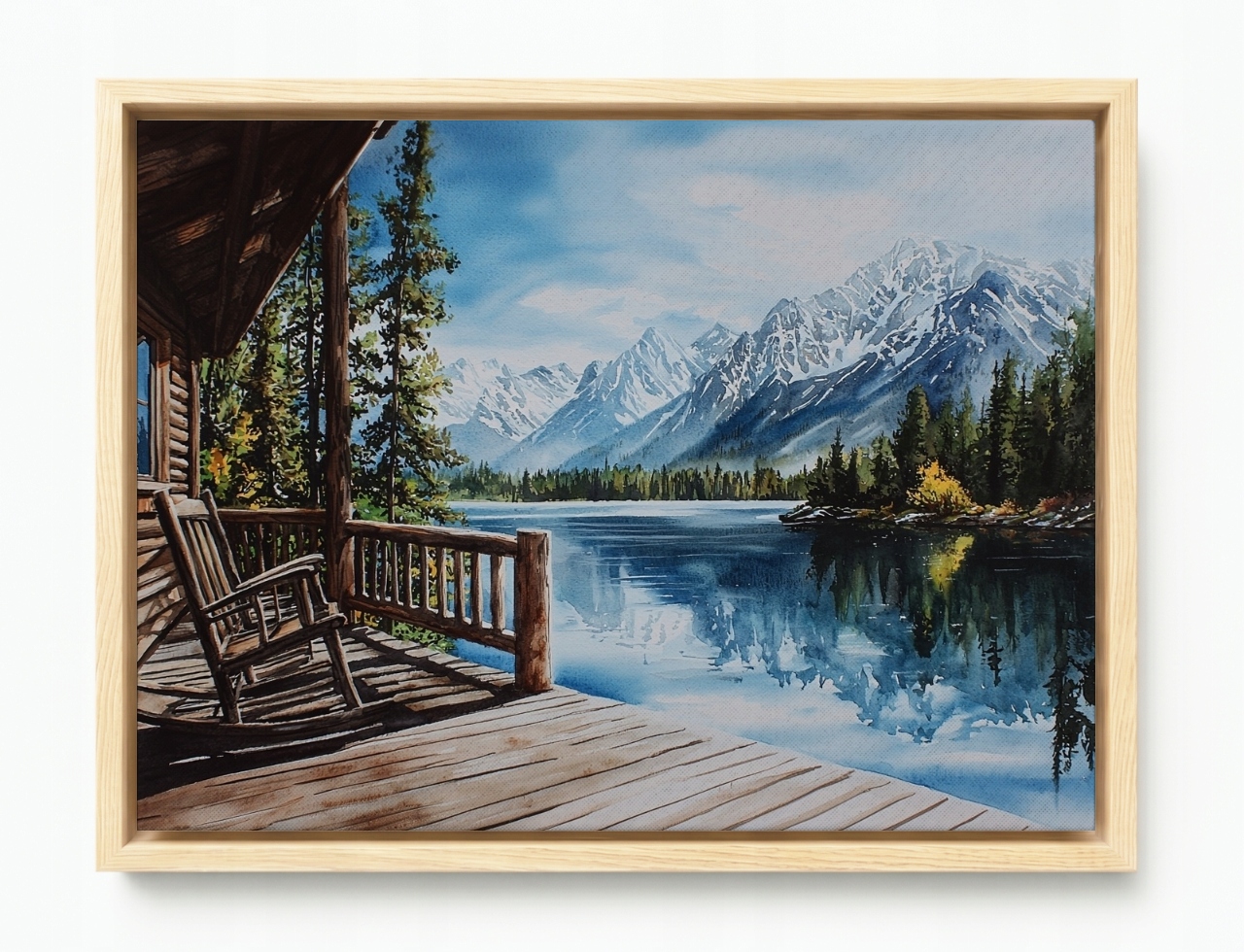 Obraz Rama American Box Krajina Kanada Hory Jezero Chata Veranda 80x60