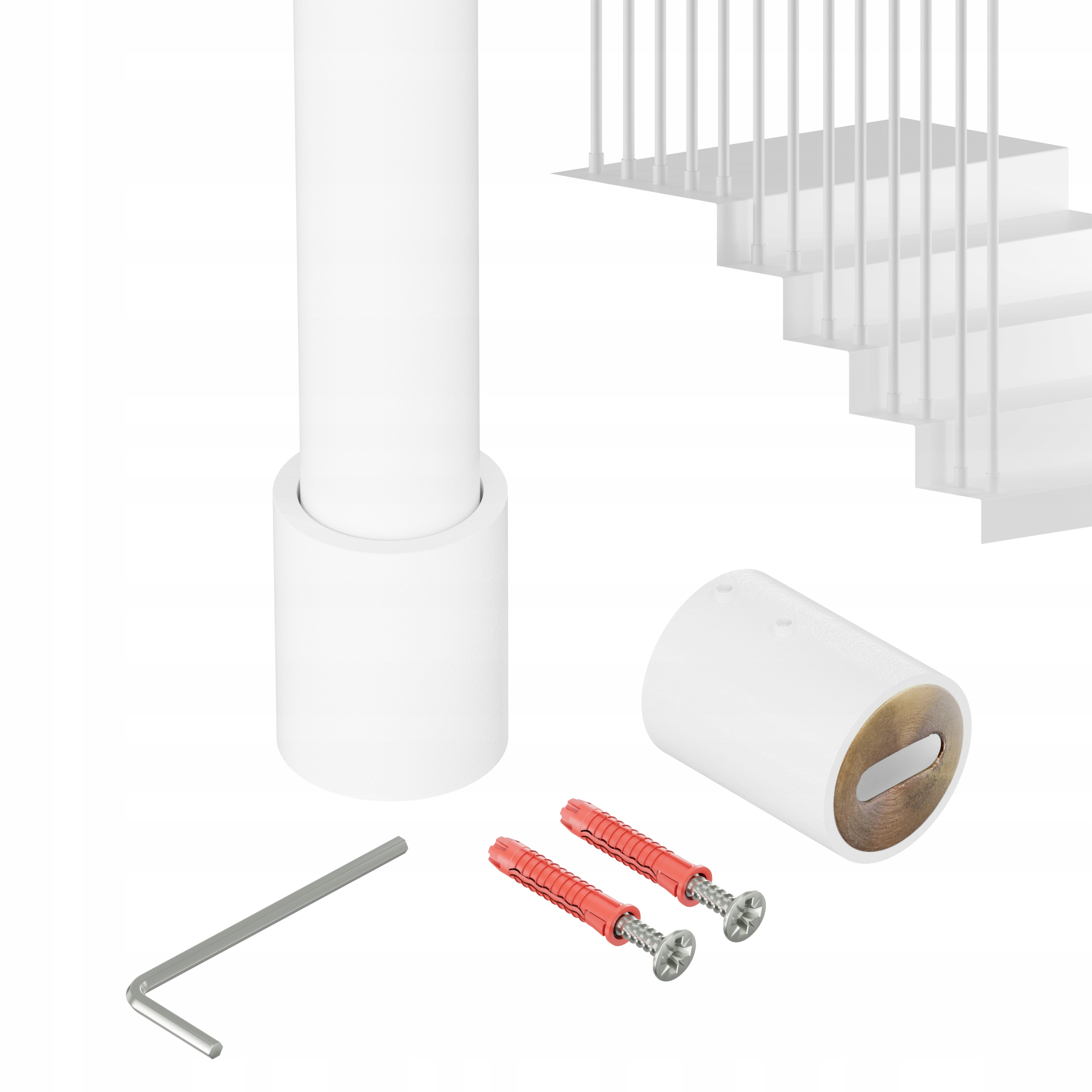 Zábradlí Na Schody Zábradlí Tralka Sloupek Bílý 25 mm 295 CM Harfa