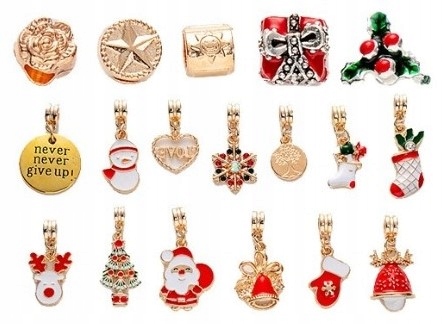 Адвент-календарь Deko, браслеты с подвесками Charms, 24 элемента, золотистый — фото 3