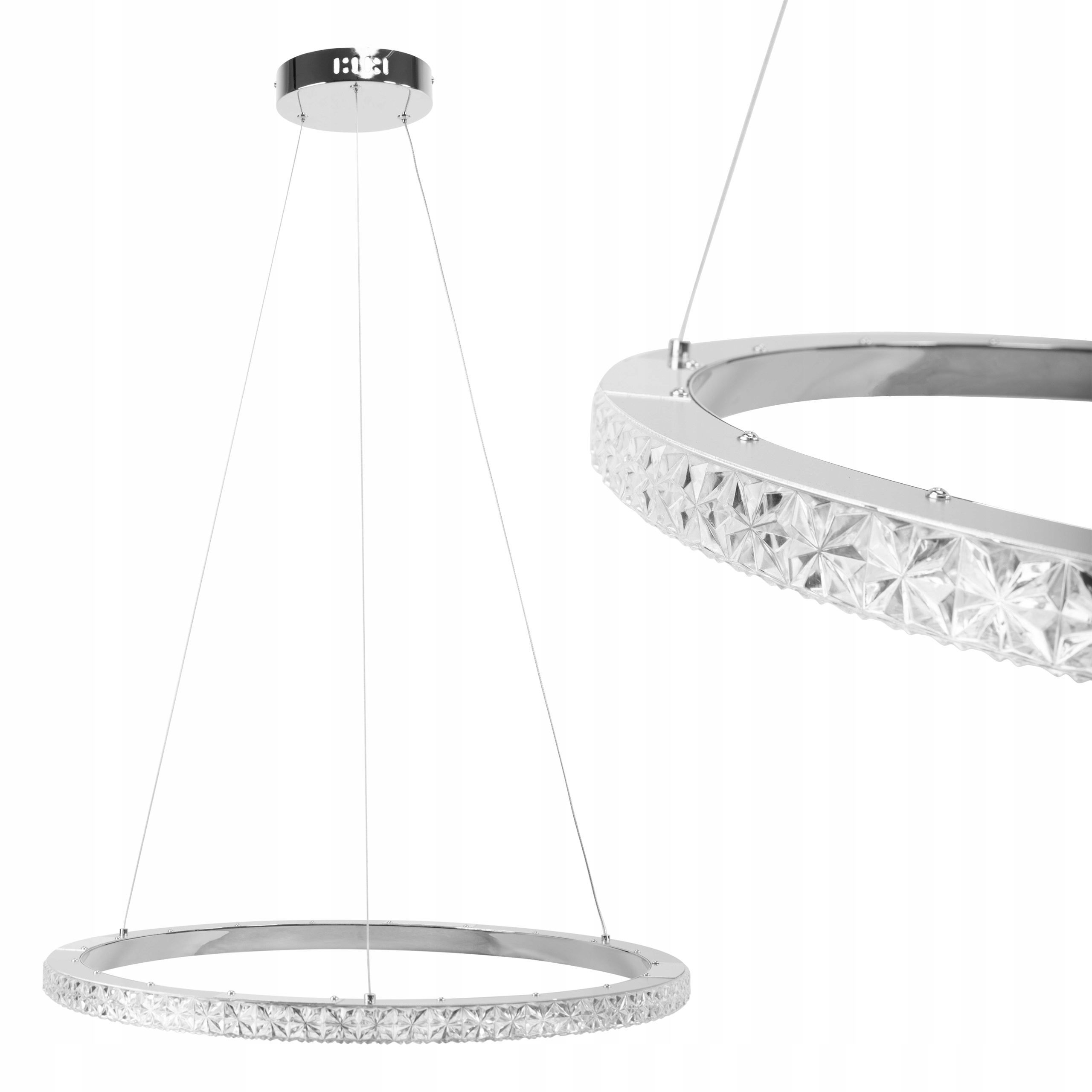 Luster Do Obývačky Ring Stropná Lampa Led Závesná Krištáľová Chrómová