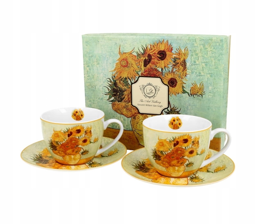 2 Filiżanki ze spodkami 280 ml SUNFLOWERS inspired by Van Gogh