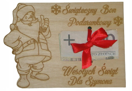 

Świąteczny Bon Podarunkowy mikołaj z imieniem