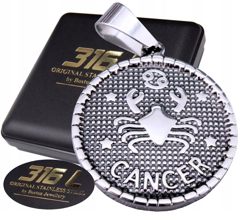 SREBRNY MEDALIK MEDALION ZNAK ZODIAKU RAK 316L