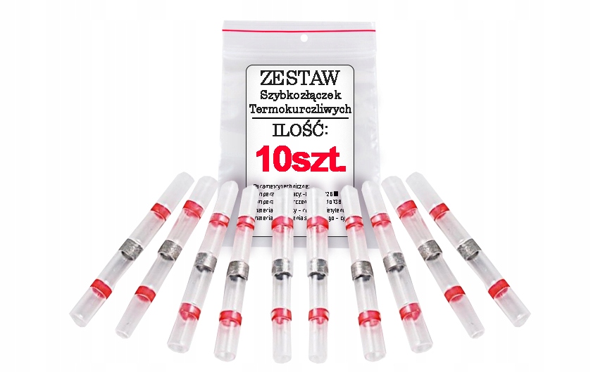 

10x Złączki Rurki Koszulki Termokurczliwe Z Cyną