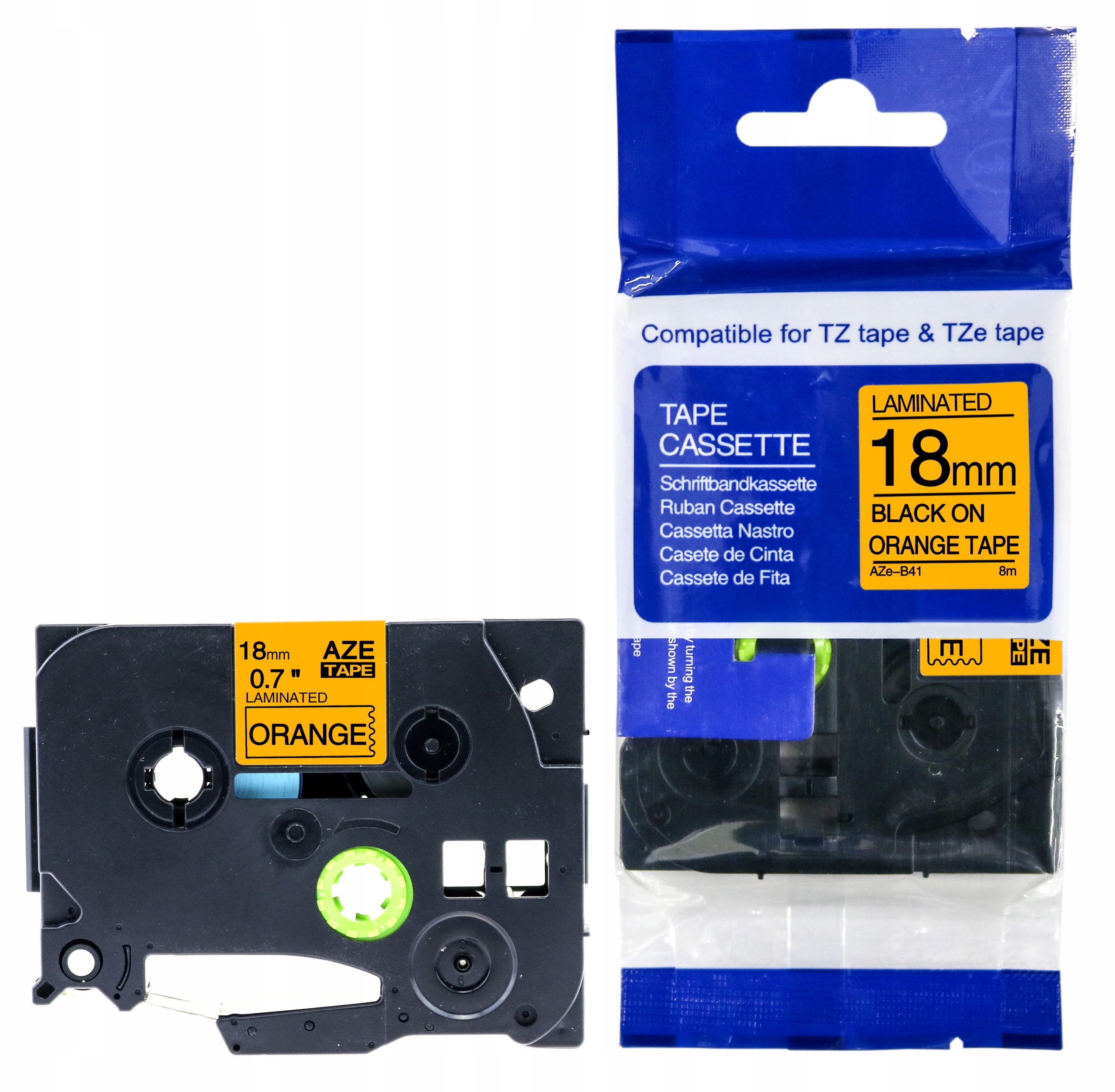 

Taśma Do Brother Fluo Pomarańcz TZe-B41 18mm TZB41